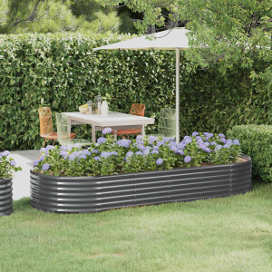 vidaXL Plantenbak 249x100x36 cm gegalvaniseerd staal antracietkleurig