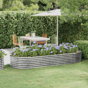 vidaXL Plantenbak 249x100x36 cm gegalvaniseerd staal zilverkleurig