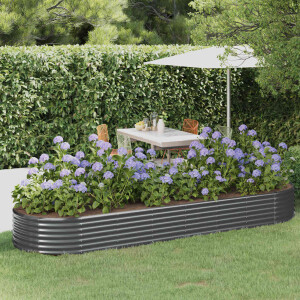 vidaXL Plantenbak 322x100x36 cm gegalvaniseerd staal antracietkleurig