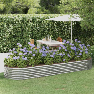 vidaXL Plantenbak 322x100x36 cm gegalvaniseerd staal zilverkleurig