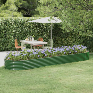 vidaXL Plantenbak 396x100x36 cm gegalvaniseerd staal groen