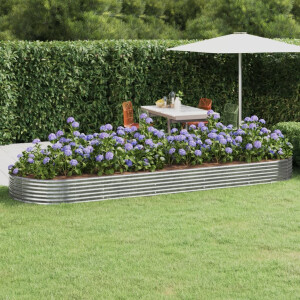 vidaXL Plantenbak 450x140x36 cm gegalvaniseerd staal zilverkleurig