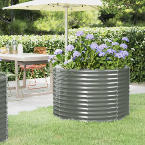 vidaXL Plantenbak 100x100x68 cm gegalvaniseerd staal grijs