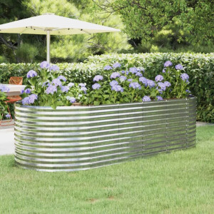 vidaXL Plantenbak 249x100x68 cm gepoedercoat staal zilverkleurig