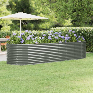 vidaXL Plantenbak 322x100x68 cm gegalvaniseerd staal grijs