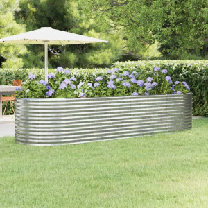 vidaXL Plantenbak 322x100x68 cm gegalvaniseerd staal zilverkleurig
