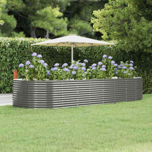 vidaXL Plantenbak 367x140x68 cm gegalvaniseerd staal grijs