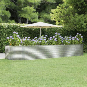 vidaXL Plantenbak 447x140x68 cm gegalvaniseerd staal zilverkleurig