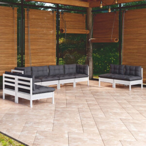 vidaXL 8-delige Loungeset met kussens massief grenenhout