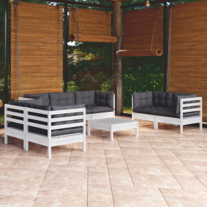 vidaXL 8-delige Loungeset met kussens massief grenenhout