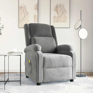 vidaXL Massagestoel fluweel lichtgrijs