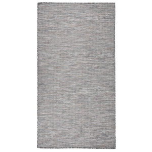 vidaXL Buitenkleed platgeweven 80x150 cm bruin en blauw