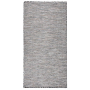 vidaXL Buitenkleed platgeweven 100x200 cm bruin en blauw