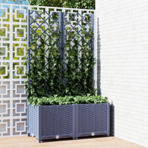 vidaXL Plantenbak met latwerk 80x40x136 cm polypropeen blauwgrijs
