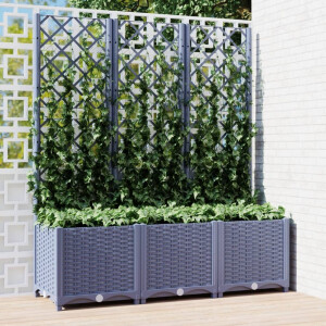 vidaXL Plantenbak met latwerk 120x40x136 cm polypropeen blauwgrijs