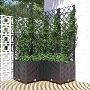 vidaXL Plantenbak met latwerk 80x80x136 cm polypropeen zwart