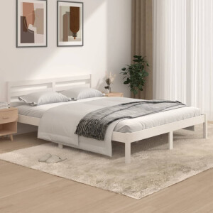 vidaXL Bedframe massief grenenhout wit 150x200 cm