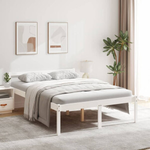 vidaXL Seniorenbed massief grenenhout wit 140x190 cm