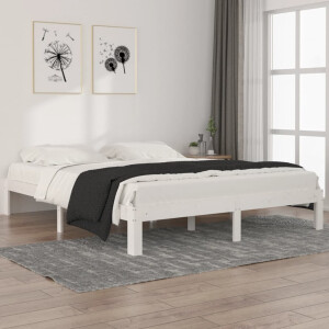 vidaXL Bedframe massief grenenhout wit 160x200 cm