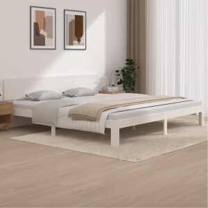 vidaXL Bedframe massief grenenhout wit 200x200 cm