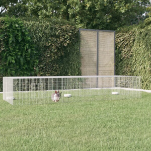 vidaXL Konijnenkooi met 3 panelen 325x109x54 cm gegalvaniseerd ijzer