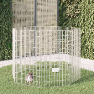 vidaXL Vrije uitloop dierenverblijf 8 panelen 54x100 cm gegalvaniseerd ijzer