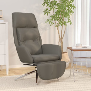 vidaXL Relaxstoel met voetensteun echt leer en kunstleer grijs