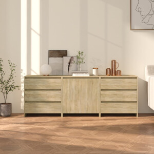 vidaXL 3 st Dressoirs bewerkt hout sonoma eikenkleurig