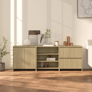 vidaXL 3 st Dressoirs bewerkt hout sonoma eikenkleurig