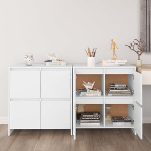vidaXL Dressoirs 2 st 70x41x75 cm bewerkt hout wit