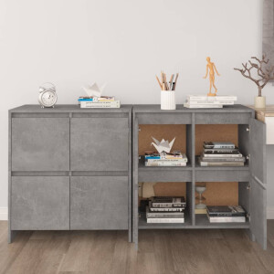 vidaXL Dressoirs 2 st 70x41x75 cm bewerkt hout betongrijs
