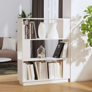vidaXL Boekenkast/kamerscherm 80x25x101 cm massief grenenhout wit