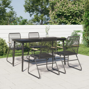 vidaXL 5-delige Tuinset PVC-rattan zwart