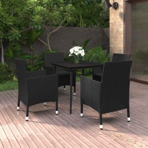 vidaXL 5-delige Tuinset met kussens poly rattan en glas