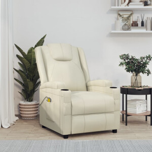 vidaXL Massagestoel kunstleer crèmewit