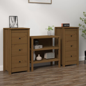 vidaXL Dressoirs 2 st 40x35x80 cm massief grenenhout honingbruin
