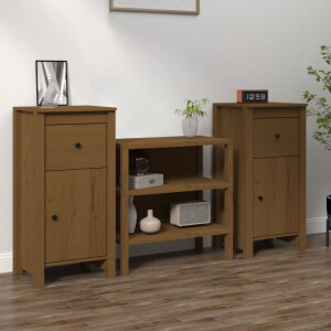 vidaXL Dressoirs 2 st 40x35x80 cm massief grenenhout honingbruin