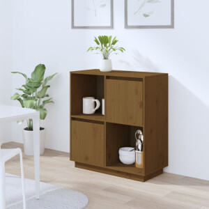vidaXL Dressoir 74x35x80 cm massief grenenhout honingbruin