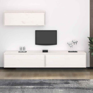 vidaXL 3-delig tv-meubelset massief grenenhout wit