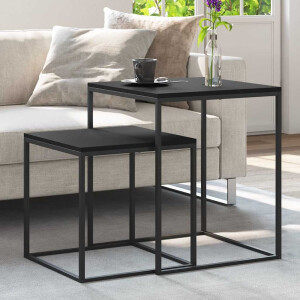 vidaXL Salontafelset 2 st bewerkt hout en metaal