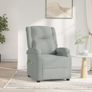 vidaXL Massagestoel elektrisch fluweel lichtgrijs