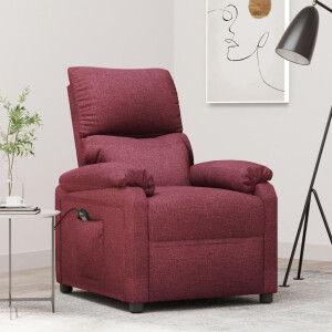 vidaXL Fauteuil verstelbaar elektrisch stof wijnrood