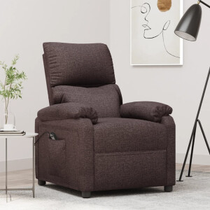 vidaXL Fauteuil verstelbaar elektrisch stof donkerbruin