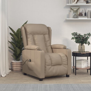 vidaXL Fauteuil verstelbaar elektrisch kunstleer cappuccinokleurig