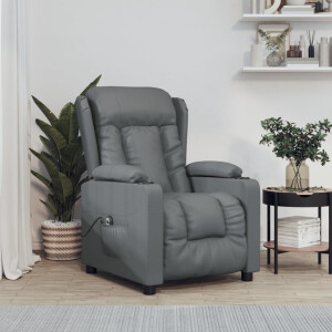 vidaXL Fauteuil verstelbaar elektrisch kunstleer grijs