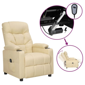vidaXL Fauteuil verstelbaar elektrisch stof crèmekleurig