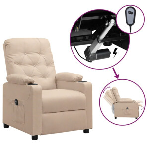 vidaXL Fauteuil verstelbaar elektrisch stof crèmekleurig