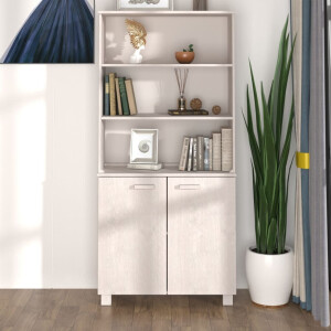 vidaXL Hoge kast HAMAR massief grenenhout wit