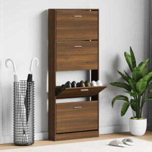 vidaXL Schoenenkast 59x17x150 cm bewerkt hout bruin eikenkleur