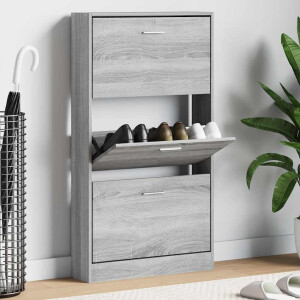 vidaXL Schoenenkast 59x17x108 cm bewerkt hout grijs sonoma